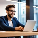 Home 20 Affiliate 마케팅을 통한 수익원 확장 - **Prompt: A Young Entrepreneur's First Steps in Affiliate Marketing.**
A dynamic, brightly lit i...